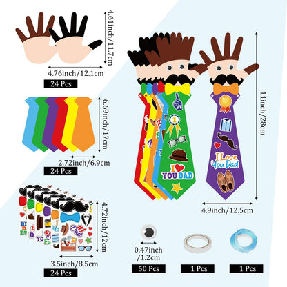 Cinrobiye 72pcs Fathers Day Craft Kits Father’s Day Tie Craft Best Dad Ever DIY Handprint with Stickers for Happy Father Day Gifts Home School Activities Birthday Party Favors Supplies Decoration