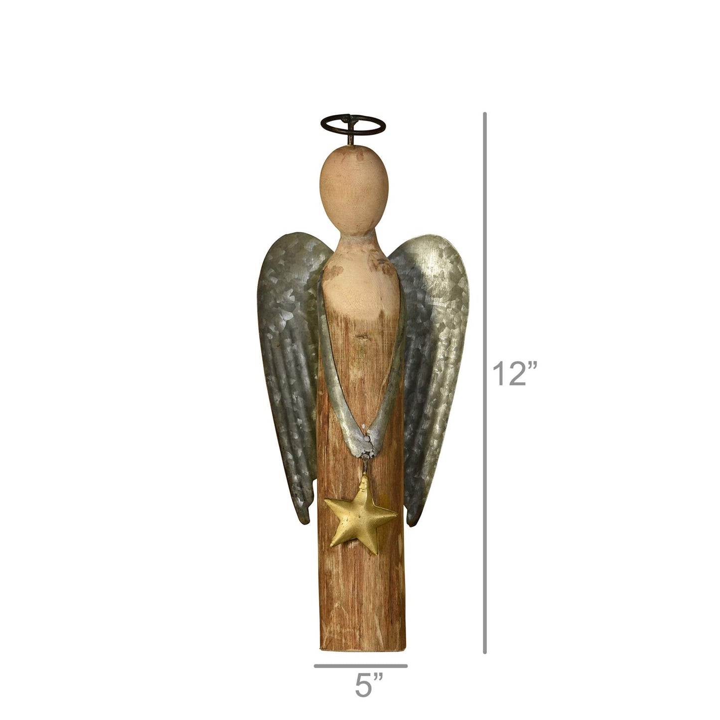 AREOhome HomArt 5708-0 Angel with Star, Small, Wood and Metal