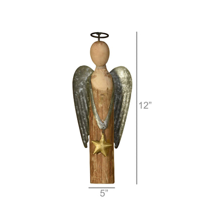 AREOhome HomArt 5708-0 Angel with Star, Small, Wood and Metal
