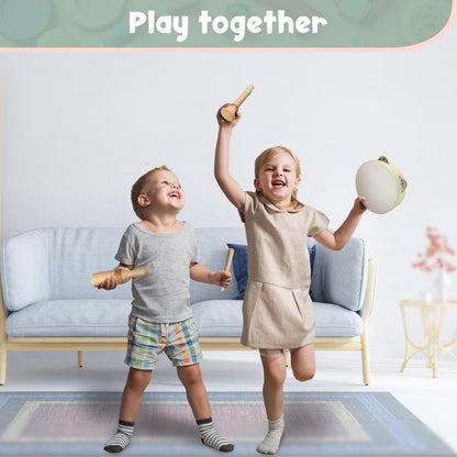 Stoie's Wooden Toddler Musical Instruments with Xylophone, Maracas, Triangle, Tamburine for Babies and Kids, Eco Friendly Montessori Educational Toy
