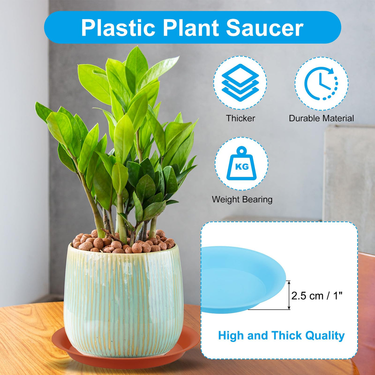 PATIKIL 10 Inch Plant Saucer Tray, 5 Pack Plastic Drip Tray Round Collects Excess Water Flower Pot Drainage Trays for Heavy Indoor Outdoor Pan, Red
