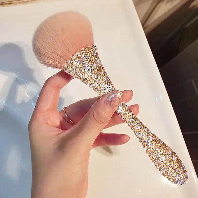 WOKOTO 1pcs Gold Rhinestone Nail Dust Brushes