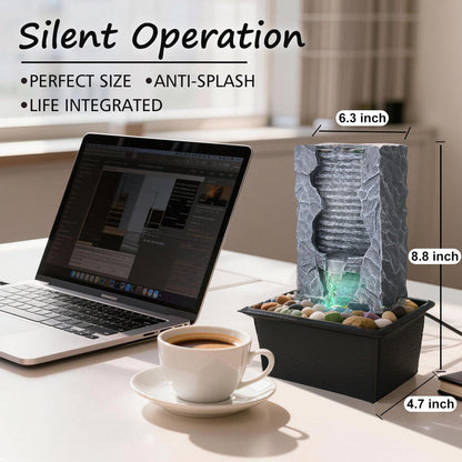Tabletop Water Fountain Indoor, Resin Waterfall Fountain for Stress Relief and Meditation, Calming Office Desk Home Décor, Zen Relaxation Gift for Friend Office Boss, Excellent Housewarming Gift