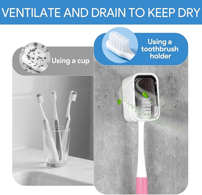 4 PCS Toothbrush Holder Wall Mounted