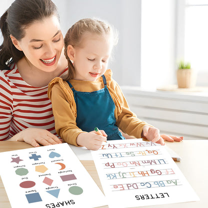 WINDVALE Educational Posters – Learning Posters for Toddlers, Preschool & Kindergarten – 6 Classroom Prints with Alphabet, Numbers, Colours, Days, Months & Shapes – Nursery & Homeschool Wall Decor