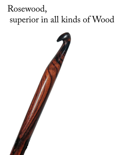 Rosewood Crochet Hook Set | 15PCS (3.5MM-25MM) | Handmade Wooden Needles | Engraved Sizes | Smooth Grip for Knitting, Crocheting, Yarn & Wool | Perfect for DIY Craft Projects & Gifts