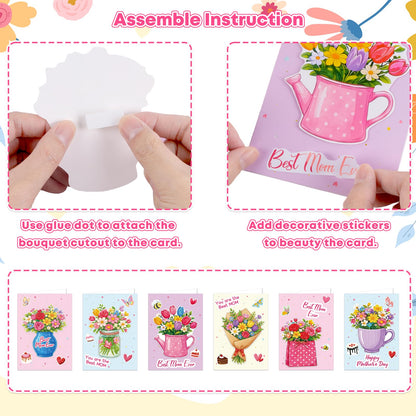 80UncleKimby 28Sets Mother’s Day Crafts Card Making Kit DIY 3D Cards with Envelopes Arts Craft Classroom Exchange Party Favors Bulk Supplies