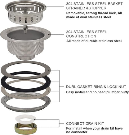 3-1/2 Inch Brushed Nickel Sink Strainers