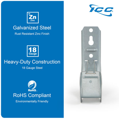 ICC 2” Wall Mount J - Hook with Retainer Clip for Structured Cabling - Galvanized Steel Cable Management Hooks, Rust-Resistant, TIA/EIA Compliant- 25-Pack