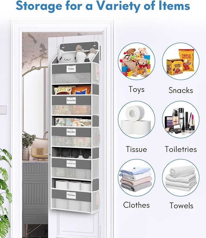 Over The Door Organizer Hanging, 5 Shelf Behind The Doors Storage, Pantry Door