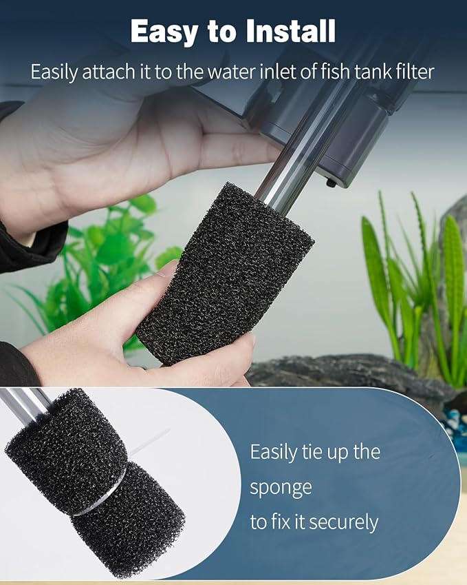 Pawfly 6 Pack Pre-Filter Sponge, 0.6" Aquarium Intake Filter Sponge Foam Cover Rolls for Small Fish Shrimp Fry Fish Tank Covers Accessories