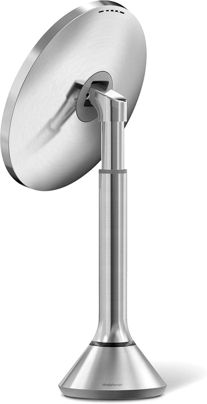 simplehuman Sensor Lighted Makeup Vanity Mirror 8" Round, 5X Magnification, Stainless Steel, Rechargeable and Cordless