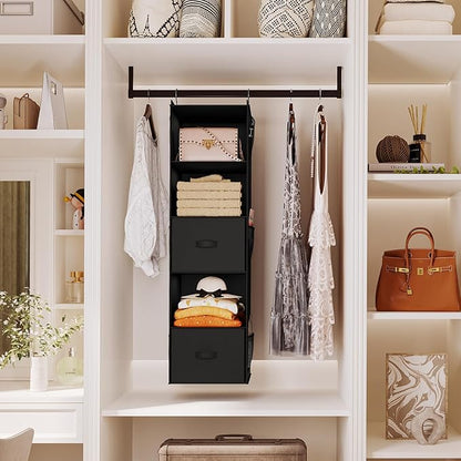 YOUDENOVA Hanging Closet Organizer, 5 Tier Hanging Closet Shelves