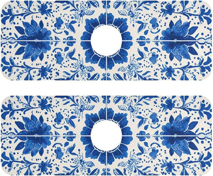 Kitchen Sink Splash Guard 2 PCS 14.7 Inch Sink Faucet Mat Splash Guard
