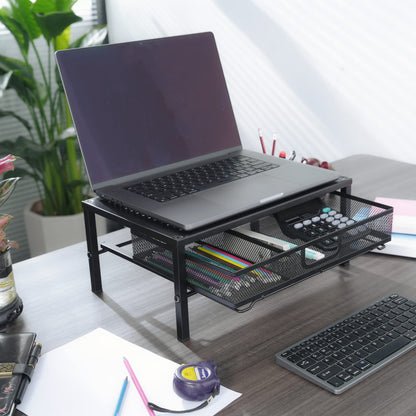 Mknana Metal Computer Stand for Desk,Monitor Riser with Drawer ,Desktop Stand for Laptop,Printer and Monitor,Black