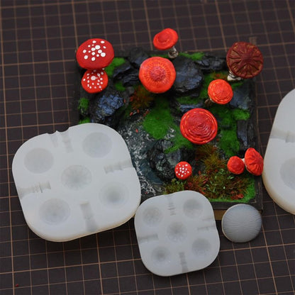 3 Pcs Mushroom Polymer Clay Silicone Mold, Miniature Polymer Clay Molds, 5 Shapes 3 Sizes Vivid Mushroom Polymer Clay Tools for Jewelry Making, Earrings Decoration, 3D Mold, Cake Decoration Pieces
