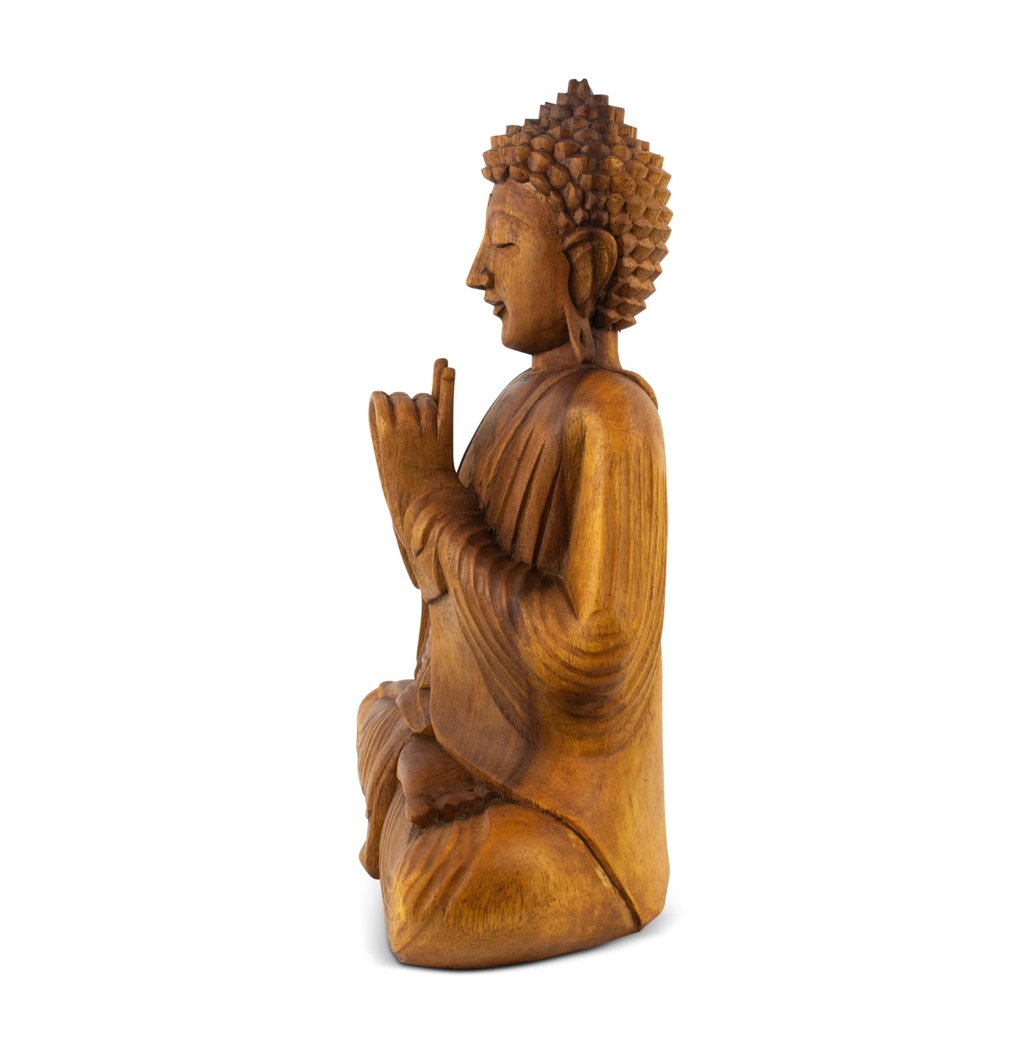 G6 COLLECTION Wooden Serene Sitting Buddha Statue Handmade Meditating Sculpture Figurine Decorative Home Decor Accent Handcrafted Gift Art Wood Hand Carved Oriental Buddha Uttarabodhi Mudra (20" Tall)