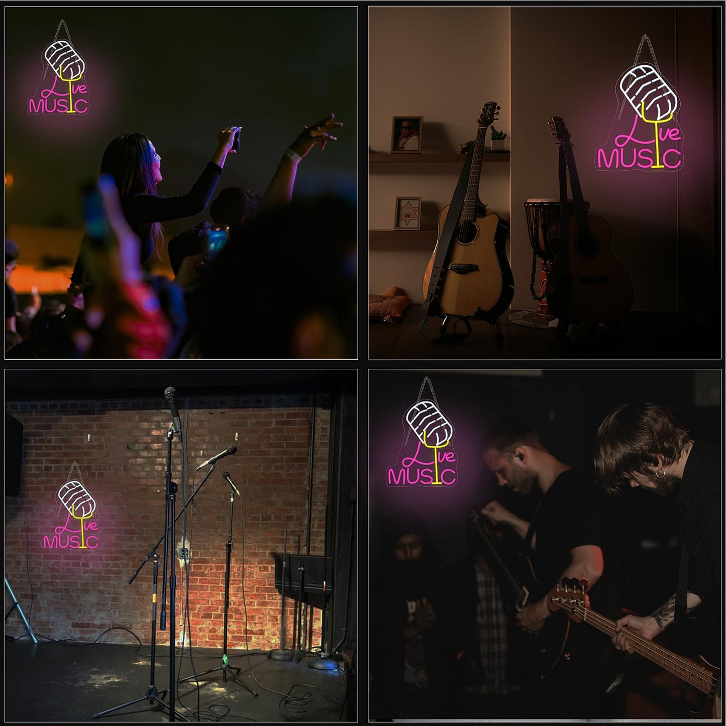 LooKLight Guitar Rock and Roll Neon Sign,Neon Light Sign,Led Neon Light for Wall Decor,Guitar Shape Light Up Sign,USB Neon for Bar Live Music Vocal Recital Concert Man Cave