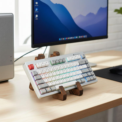 Lolytama Keyboard Display Stand Holder,Wooden Mechanical Keyboard Holder with Portable Movable Design,Keyboard Riser Display Shelf Tray for Desk, Gaming Setup,Office or Home,2 Pack
