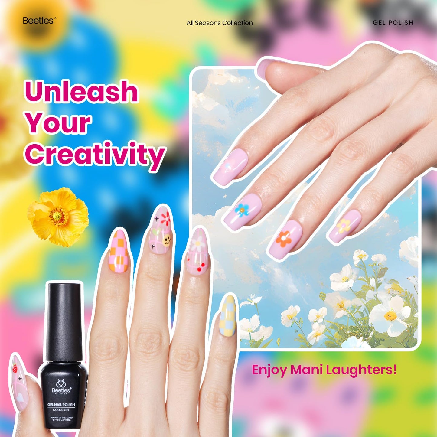 Beetles Gel Nail Polish Kit with U V Light - 80Pcs Fall Nail Fest Color Enchantment 55 Colors Gel Polish Starter Kit with Base Top Coat DIY Nails Stickers Manicure Tools Gift for Women Teens Girls