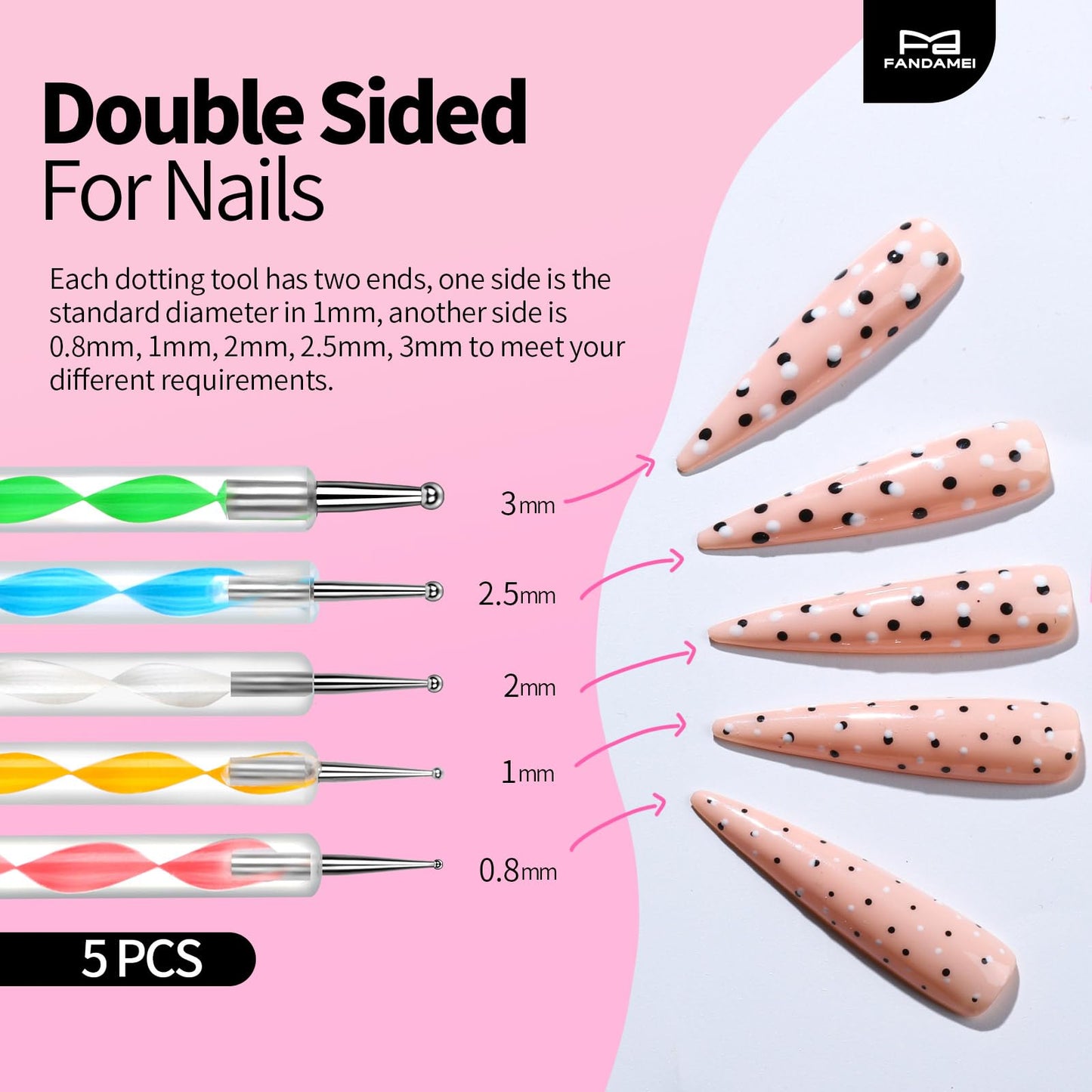 FANDAMEI Nail Art Brushes, Nail Brush Set With Nail Stand, Nail Holder For Painting Nails, Nail Art Tools, Nail Design Tools, 11PCS Nail Brushes For Nail Art, 5PCS Nail Dotting Tool, Nail Art Palette
