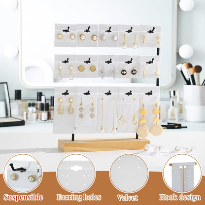 Tondiamo 200 Pcs White Velvet Plastic Earring Display Cards for Vendors 2'' x 2'' and 2'' x 4'' for Selling Earring Display Cards Holder Bulk for Ear Studs Jewelry Accessories