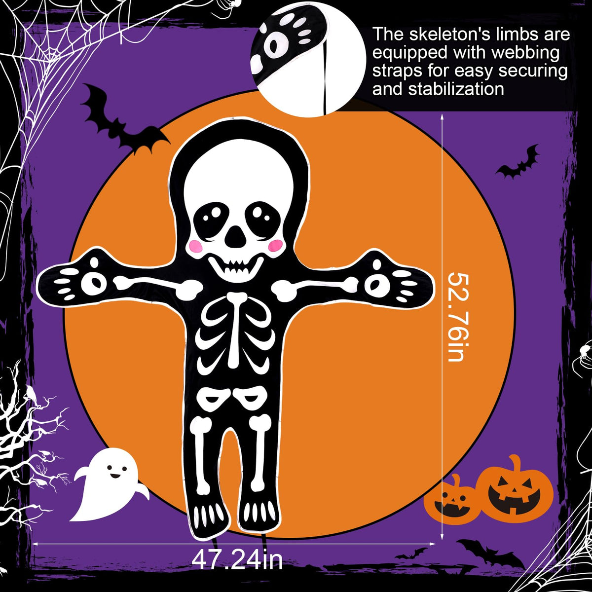 Halloscume 53 x 47'' Halloween Bendable Tree Wrap Skeleton Decoration Huge Cute Skeleton Design Decorations for Halloween Outdoor Indoor Lawn Tree Decor House Props Supply