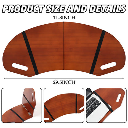GlikCeil 29.5" Wood Curved Lap Desk Table Tray with Handles Wooden Foldable Desk Curved Bed Lap Board Keyboard Tray for Laptop Computer Mouse(Reddish Brown)