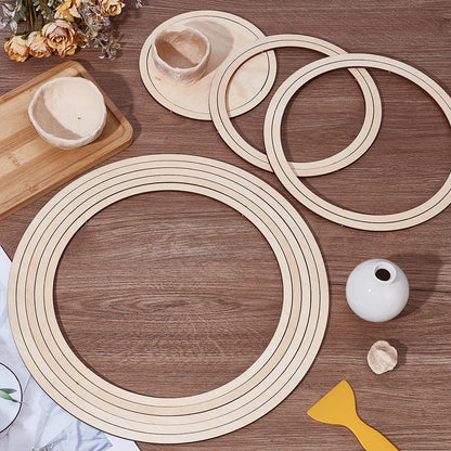 UNICRAFTALE About 11Pcs Ceramics Plate Forming Molds Flat Round Pottery Tools Wooden Concentric Geometric Figure Rail Set Clay Molds Dish Slump Mold for DIY Blank Modeling 25-35cm Diameter