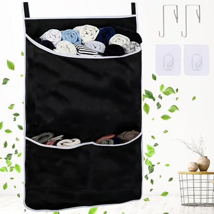 Black Hanging Laundry Hamper Bag, XL Door Hanging Hamper