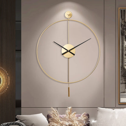 YISITEONE Classical Large Decorative Wall Clock with Pendulum, Modern Non-Ticking Silent Metal Wall Clocks for Living Room, Bedroom, Study, Office, 20‘’