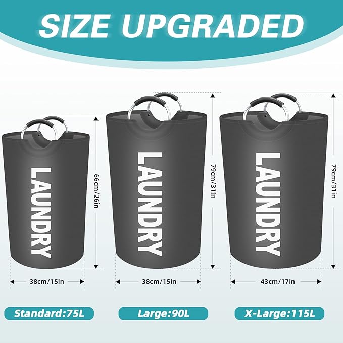 StorageRight 115L Large Laundry Basket, Laundry Hamper, Dirty Clothes Hamper