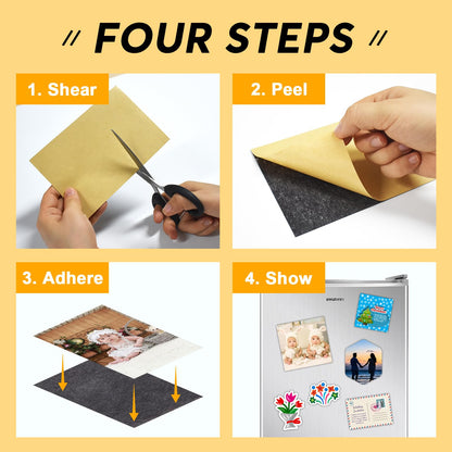 Towjug 12PCS 8 x 10 Inch Cuttable and Flexible Magnet Sheets with Adhesive to Create Flexible Magnet Self-Sticky Sheets for Whiteboard,Fridge