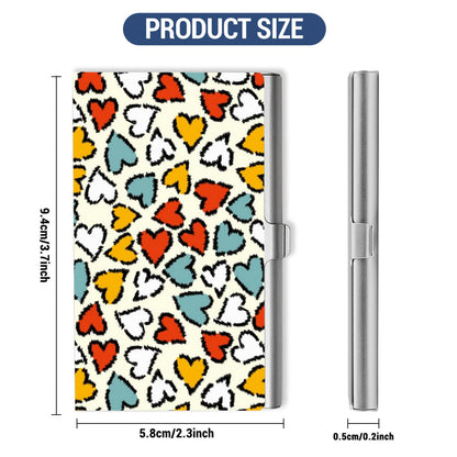 ENSFTF Sleek Metal Business Card Holder - Ultra-Thin Professional Card Case for Executives | Elegant Aluminum Design for Men & Women Heart Shape Pattern