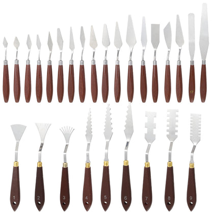 Palette Knife Set, 27Pcs Palette Knives Stainless Steel Art Paint Knife Professional Paint Spatula Painting Knife with Wood Handle for Oil Painting Acrylic Color Mixing and Texturing