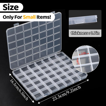 Praisebank 42 Grids Beading Storage Container Box, Perfect for Storage Beads & Small Items. (Clear / 4 Pack)
