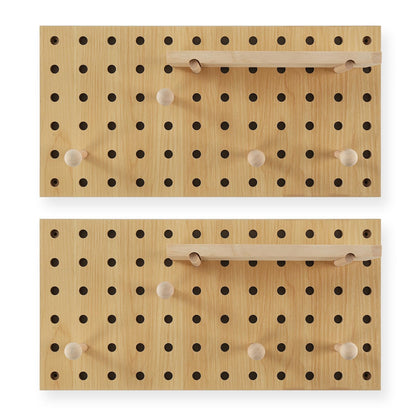 UMICAL 2 Pack Beige Wooden Pegboard Modular Wall Organizer