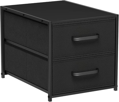 Homsorout 2 Drawers for Closet -Small Fabric Dresser Closet Storage | 1 Pack Black, Stackable Storage, Wooden Top & Metal Frame, Closet Drawer Units, For Bedroom, Dorm, Living room