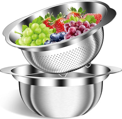 Colander, Strainer Bowl, Stainless Steel Colander, Rice Washing Bowl, Pasta
