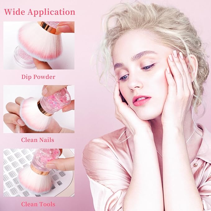 ANGNYA Nail Dust Brush, Round Nail Art Dust Powder Remover Brush