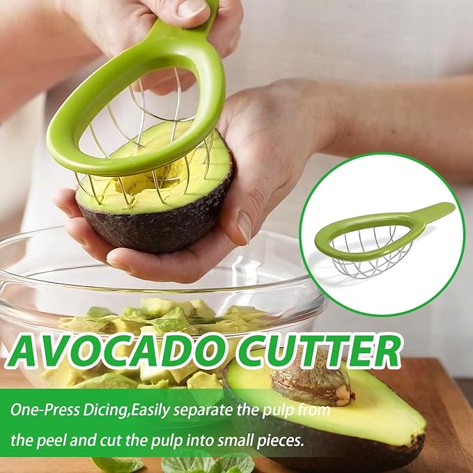 2 Pack Avocado Slicer Set, 3-in-1 Avocado Cutter Slicer Pitter Peeler, Dishwasher Safe, Multi-Functional Kitchen Avocado Prep Tool