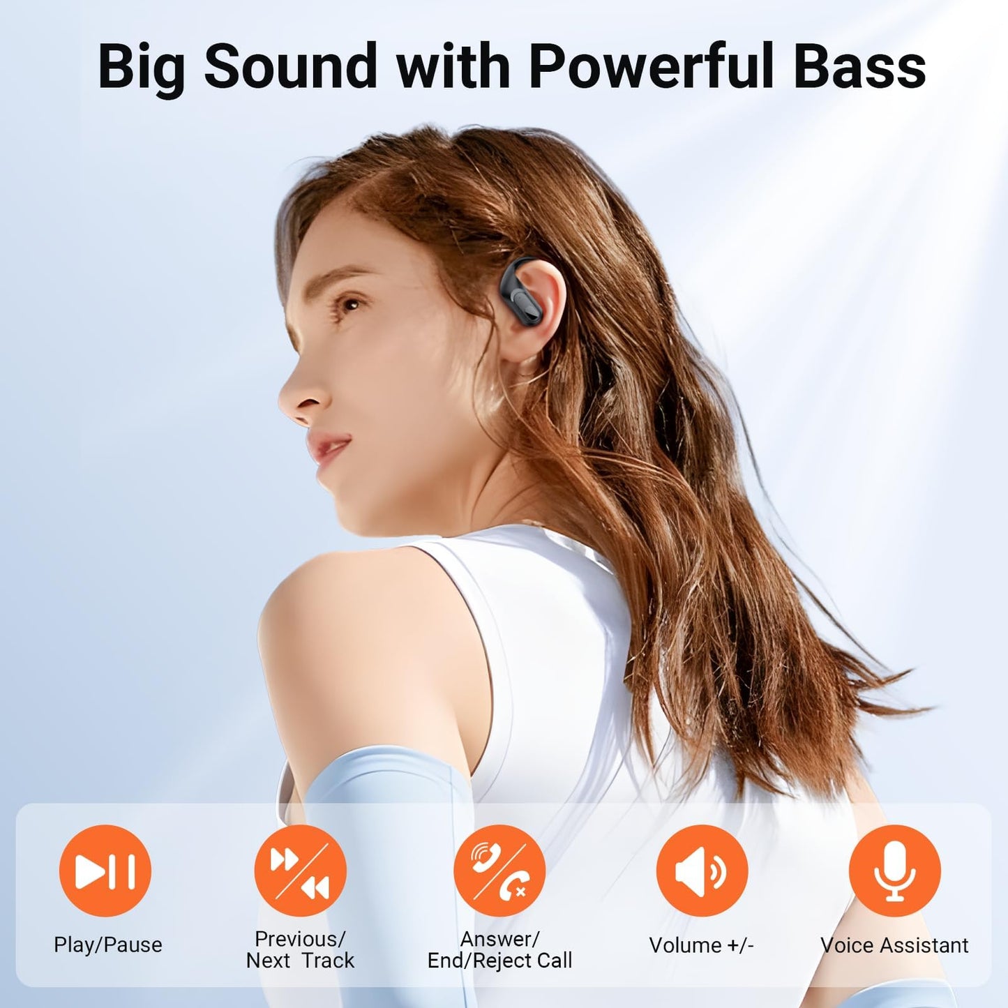 occiam Wireless Earbuds Bluetooth Headphones Ear Buds 96Hrs Playback Sport Over-Ear Waterproof Wireless Headphones Earphones with Earhooks ENC Mics Clear Call for Sport Running Workout (Black)