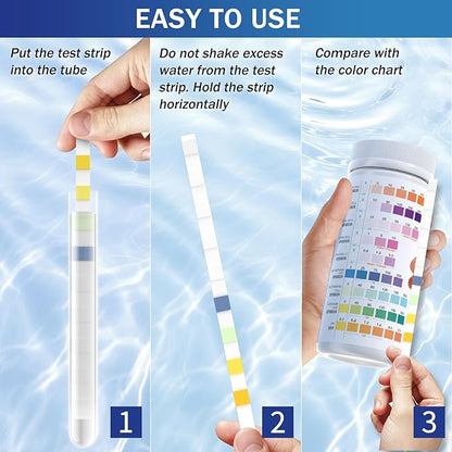 9-Way Aquarium Test Strips - 150 Aquarium Water Test Kit Fish Tank Test Kit Quick & Accurate Testing Iron Copper Nitrate Nitrite Chlorine Total Hardness Total Alkalinity Carbonate pH
