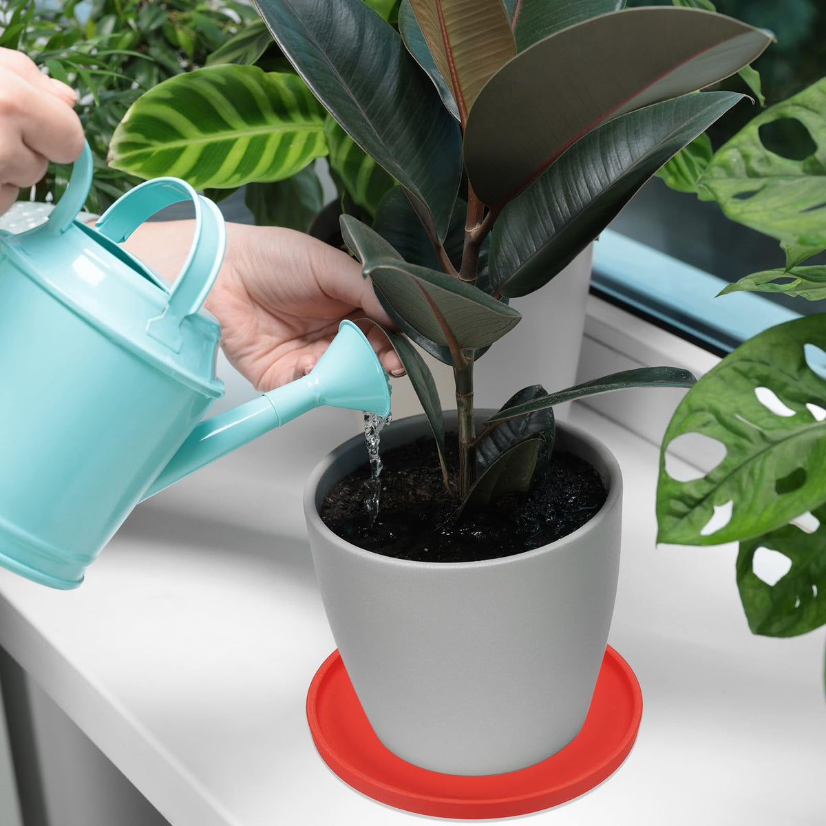 PATIKIL 7.7 Inch Round Ceramic Plant Saucer, Plant Saucer Tray Flower Planter Drip Tray for Indoors Outdoors Patio Balcony, Turquoise