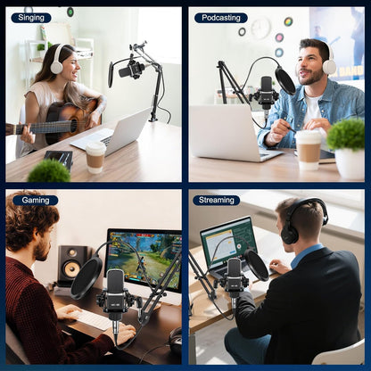 ALSO GO Upgraded Podcast Microphone Bundle, Podcast Equipment Bundle for 2, Recording Studio Equipment for Podcasting, Recording, Singing, Streaming, Gaming