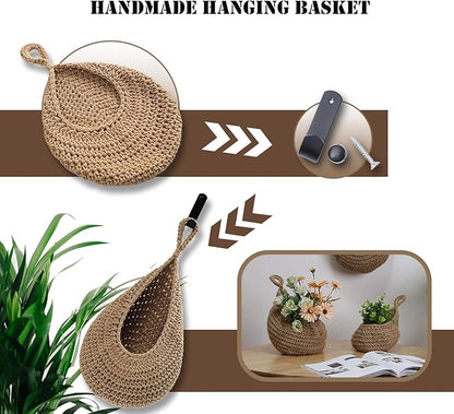Hanging Fruit Large Basket Set of 3, Boho Wall Hanging Storage Basket
