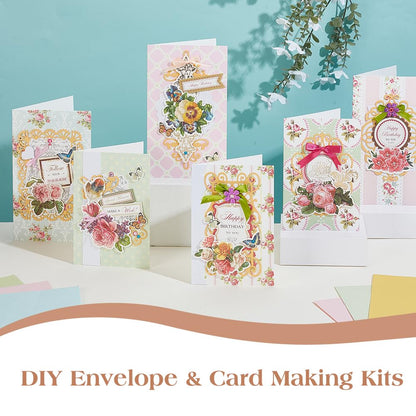 AHANDMAKER Handmade Greeting Card Making Kits, DIY Thank You Card Set Flowers Theme Paper Envelopes Cards Stickers for Christmas Thanksgiving Mother's Day Birthday Gifts Crafts Decorations