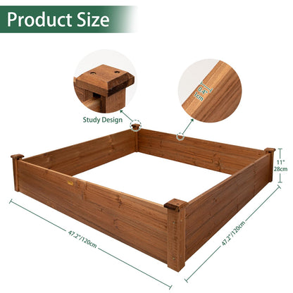 Hollyone 48" X 48" inches Wood Raised Garden Bed Frame Planters Wooden Elevated Planting Planter Box for Outdoor Herb Vegetables Flowers Grass Lawn Yard Patio - Brown 4×4ft
