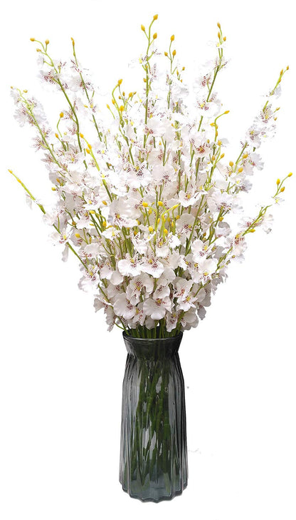OMUYGDD White Silk Flowers in Bulk Wholesale Artificial Orchids, 12 Pcs (Each 38.5”), for Wedding Festive Party Home Office Decoration, No Include Vase