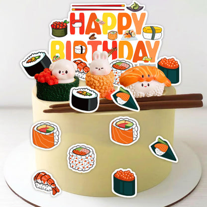 Sushi Cake Decoration for Japanese Birthday Party Decorations Sushi Theme Birthday Cake Topper for Baby Shower Supplies